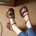 Summer Thick-soled Roman Strap Sandals, Soft Leather Open-toe W's Shoes, French-style Chunky High Heels For Petite_vogvips.com
