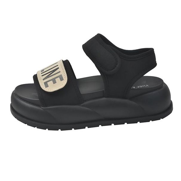 Women's Shoes Casual Large Size Sandals Slippers Daddy Sole Student Shoes Black_vogvips.com