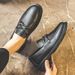 Euro Step Slip-On Martin Boots Height-Increasing Driving Small Leather Black Work Shoes Men's Loafers Versatile Breathable_vogvips.com