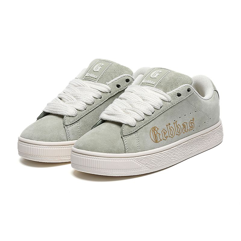 Gebbas Suede Low-Top Sneakers: Soft Pastel Hues (Gray/Pink) For Daily Casual Style_vogvips.com