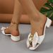 Women's Fashion Square Toe Buckle Strap Sandals With Chunky Heel - Comfortable Summer Slide Shoes In White Large Size Fashion Sandals_vogvips.com