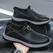 Euro Step 2025 Spring New Men's Casual Leather Breathable Sole Soft Panel Driving Shoes Loafers_vogvips.com