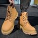 Unisex Classic Leather Martin Boots – Waterproof & Breathable Outdoor Hiking Boots With Thick Rubber Sole For Men & Women_vogvips.com
