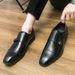 Cross-Border Business Double Buckle Monk Men's Large Size Pointed Formal European And American Office Brogue Leather_vogvips.com