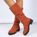 Over-the-Knee For Women, Chunky Heel, 2025 Autumn/Winter New Style, Long Boots, Round Toe, Western Riding Boots_vogvips.com