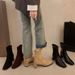 Women Boots High Heel Korean Version Simple Design Square Toe Fashion Shoes Free Shipping_vogvips.com