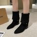 Designer Shoes Free Shipping Vintage Pile Boots With Foldable Fashion Boots Autumn New Suede Long Leg Knight Boots Black Brown_vogvips.com