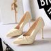 Elegant Women's High Heel Sandals With Bow Detail - Pointed Toe, Ultra High Stiletto Heel, Platform Sole For Evening Parties & Special Occasions_vogvips.com
