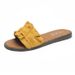 New Korean Style Women's Flat Sandals Fashion Ruffled Flat Slide Sandals For Students Trendy Internet Celebrity Open Toe One Strap Beach Sandals For W_vogvips.com
