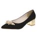 Foreign Trade Cross-Border Fashion Women's Top Quality Factory Wholesale Dropshipping Stylish French-Style Pearl Pointed Toe Chunky_vogvips.com