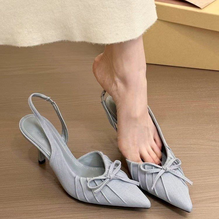spring High Heels French Crinkle Edge Pointed Bow Women S Shoes Fashion Versatile Exquisite Temperament_vogvips.com