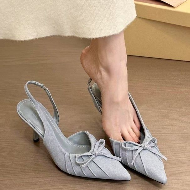 spring High Heels French Crinkle Edge Pointed Bow Women S Shoes Fashion Versatile Exquisite Temperament_vogvips.com
