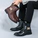 New Fashion Brown Retro Chelsea Boots Men's Pointed Toe Suit Martin Boots British Crocodile Pattern Business Men's Boots Leather Short Boots_vogvips.com