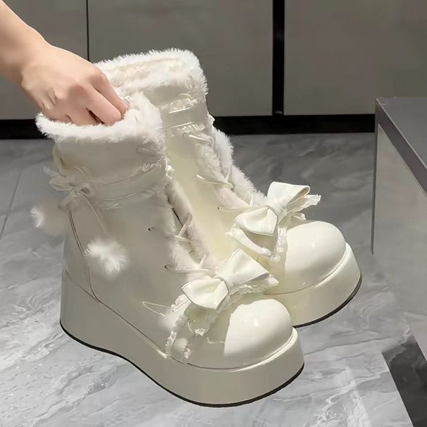 Sweetly Adorable Puss In Boots Lolita Snow Boots 2025 New Thick Sole Fleece Winter Warmth & Cuteness_vogvips.com