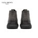 VICKI BROWN Men's Black Leather Ankle Combat Boots, Soft Fabric Lining Comfort Padded Insole, Non-Slip Block Rubber Sole Casual Work Outdoor Boot_vogvips.com