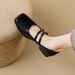 Square Head Single Shoes Women's Flat French One-word Strap Mary Jane Shoes Korean Version Soft-soled Women's Shoes_vogvips.com