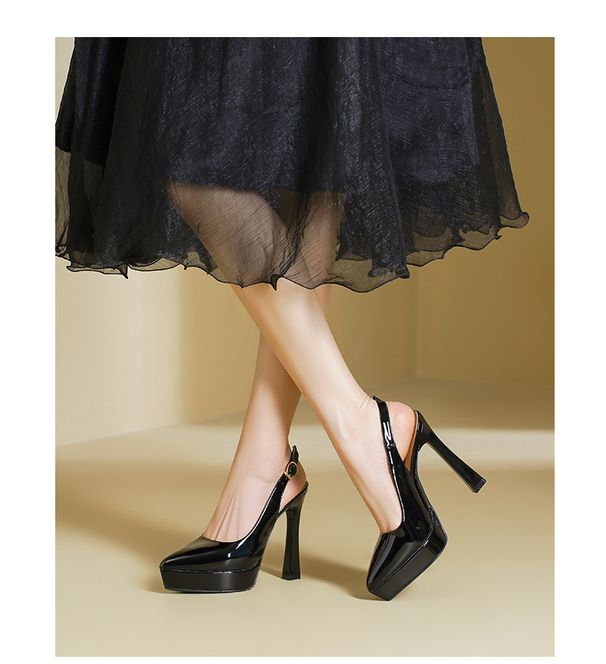 125-C Toe Backless Sandals For Women Summer 2025 New Style Pointed Thin Heel High Heels Waterproof Platform Comfortable_vogvips.com