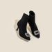 Square Buckle Rhinestone Pointed Toe High Ankle For Women 2024 Autumn Winter New Thin Heel Black Suede Stretch Slim Sock_vogvips.com
