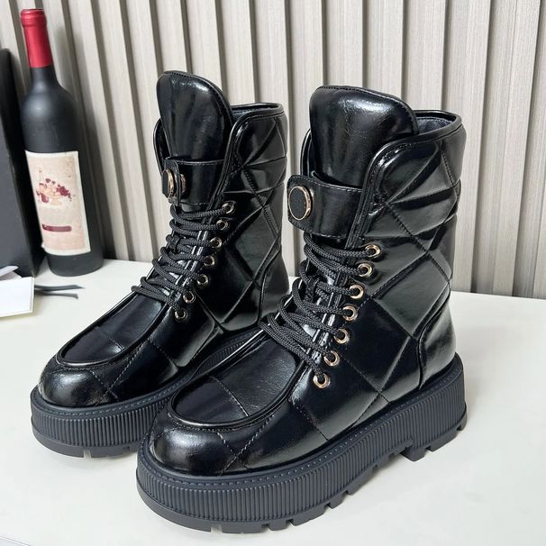 New In Stock: European American Fashion Autumn And Winter Leather Thick-Soled Height-Increasing Boots, Classic Versatile_vogvips.com