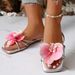 Fairy Fashionable Thai Butterfly Flower Decorated Casual Flat Slippers Summer New Solid Color Lightweight Open-toed Slippers_vogvips.com