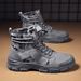 Outdoor Trendy Martin Large Size All-Season Fabric Men's Camouflage Pattern Fleece Lined Thickened Boots_vogvips.com