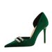High-heeled women's shoes thick suede shallow mouth pointed side hollow-out ultra-high heel rhinestone buckle single shoes_vogvips.com