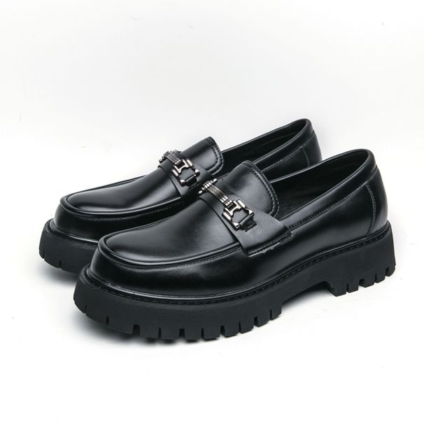 Foreign Trade Leather Shoes For Men 2025 Spring Men's Slip-On Thick Sole Youth Casual British Trend Loafers_vogvips.com
