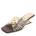 French-style Metallic Heeled Sandals Gold With Radial Strap Design, Niche Summer Outdoor Slippers_vogvips.com