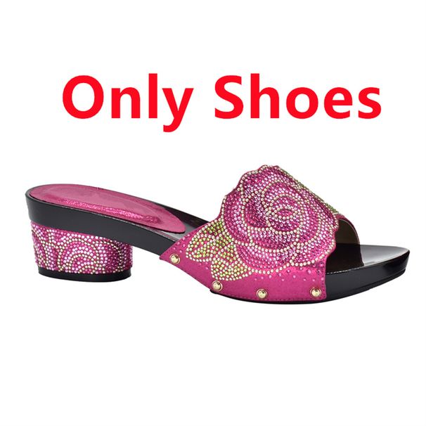 Rose-row diamond pattern all-in-one round head casual high-heeled fashion sandals with handbag set_vogvips.com