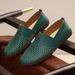 Cross-border Large-sized One-legged Men's Shoes, Hand-stitched Men's Bean Shoes, Spring And Summer Top-grain Cowhide Perforated Men's Leather Shoes_vogvips.com