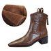 Women's Shoes Retro Hand Patterned Winter Ankle Boots Women's Boots Chunky Heel Mid Heel Pointed Toe Riding Boots Short Boots_vogvips.com