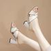 Cross-border Genuine Soft Leather Women's Slippers For Summer, High-heeled Slip-ons Chunky Heels, Exquisite And Perfect_vogvips.com