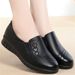 Non-slip Work Shoes Women's Black Flat-soled Foot Cover Mother Shoes Kitchen Work Shoes Waterproof Shoes Soft Leather Soft-soled Women's Single Shoes_vogvips.com