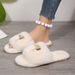 Women's Faux Fur Slippers With Chain Detail Cozy Fluffy House Shoes Outdoor Casual Flat Soft Sole Non-Slip Rubber Bottom Furry Cotton Slippers_vogvips.com