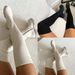 Autumn And Winter Thick Soled Knee Boots For Women With Elastic Fly Knitted Wool High Boots, Round Toe Breathable Single_vogvips.com