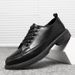 Spring And Summer Leather Low-top Casual Versatile Men's Black Work Waterproof Korean Style Business Shoes Men_vogvips.com