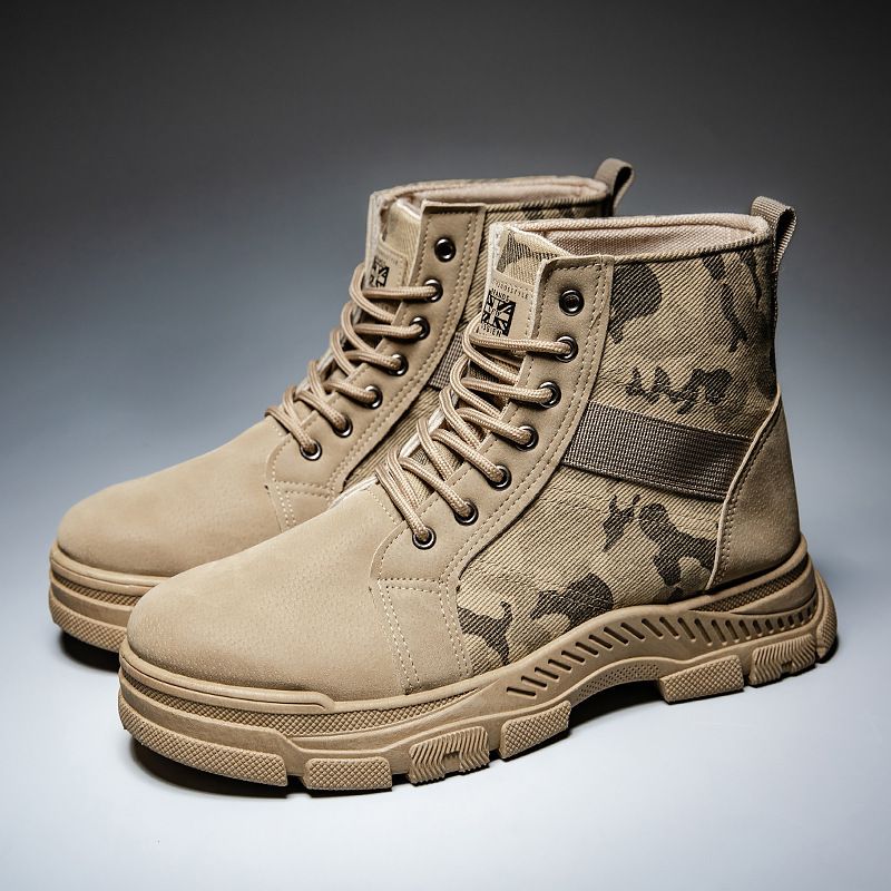 New Men's Shoes, Retro Camouflage Men's Martin Boots, Casual Shoes Men's Boots_vogvips.com