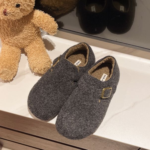 Women's Winter Fleece Cotton Shoes 2025 New Style Versatile Bean Shoes Flat Shoes_vogvips.com