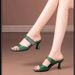 Cross-border Rhinestone Elegant Mid-high Outdoor Women's Shoes, Summer Chunky Heel Fashion Sa, Versatile Slip-on_vogvips.com