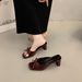Bow Chunky Heel Sandals - Open Toe Mule Slides For Women (Black/Red/Beige) | Summer Fish Mouth Platform Heels_vogvips.com