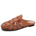 French-style Gold Women's New Flat Hollowed-out Closed-toe Mules Outdoor Wear, Versatile Roman Sandals For Women_vogvips.com
