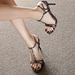 Spring And Summer New Open Toe Sandals One Word Buckle Leopard Print Women S Stiletto Super High Heels Sexy CM_vogvips.com