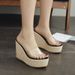 Women's Summer Platform Sandals - Breathable Jute Rope Wedge Heel Slippers With Transparent Design, Casual & Comfortable For Outdoor Wear_vogvips.com