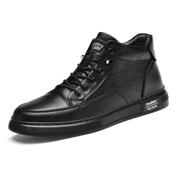 High-top Men's Shoes Side Zipper Casual Leather Shoes Men's Board Shoes Men's Sports_vogvips.com