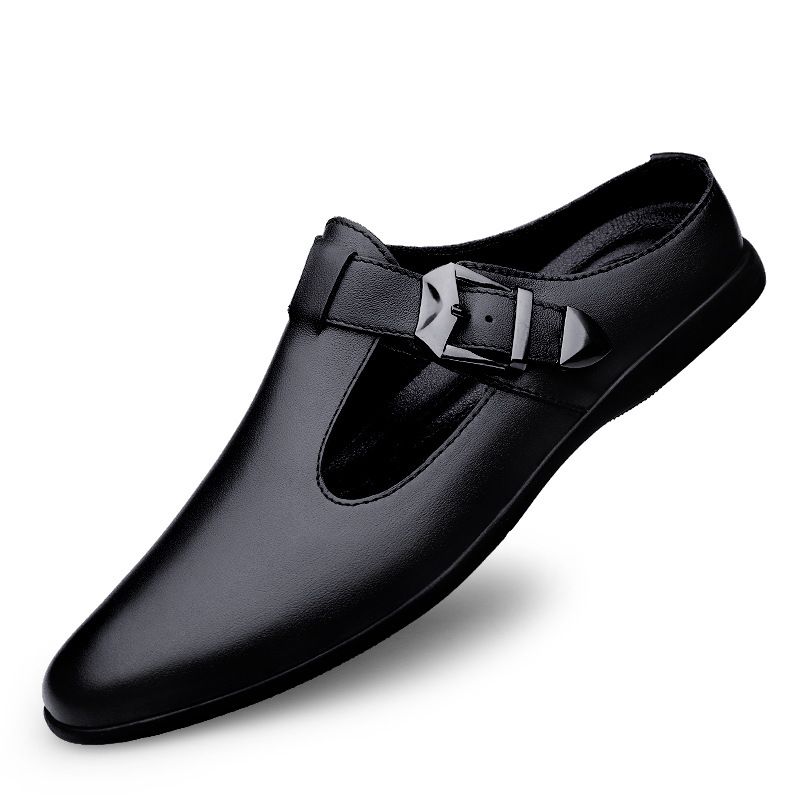 Men's Head Layer Casual Shoes Men's Bag Head Drag Rubber Non-slip Sole Men's Shoes_vogvips.com