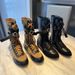 Women Boxing Boots Lancui Version Boxing Boots~ Lace-Up Side Zipper Genuine Leather Belt Buckle Short Martin Flat Fashion Boots_vogvips.com