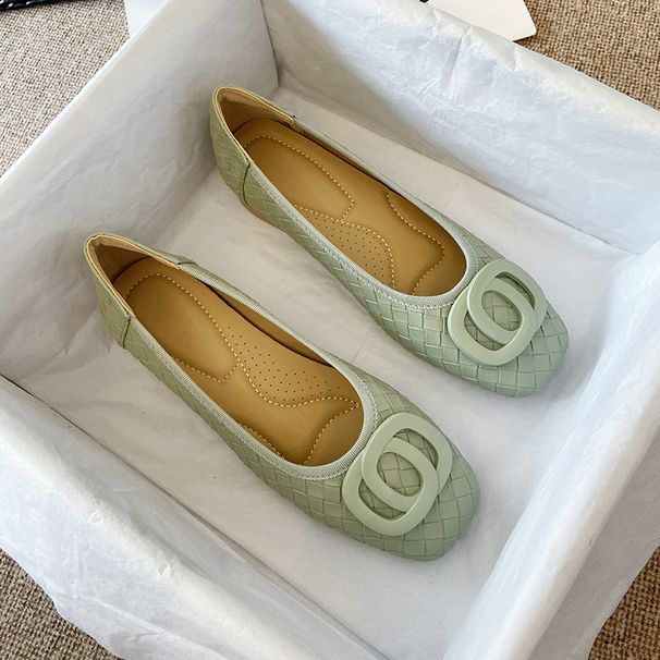 Women's French Retro Woven Sheepskin Shoes Elegant Soft Sole Comfortable Chunky Heel Versatile Summer Travel Shoes_vogvips.com