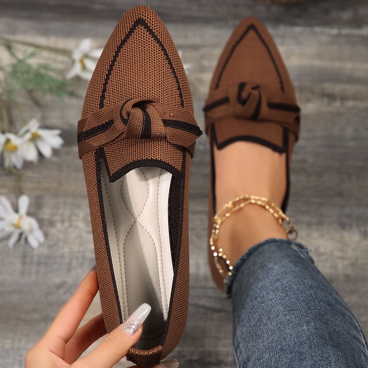 Women's Lightweight Pointed-Toe Ballet Flats With Bow Detail - Breathable Slip-On Casual Shoes For Women (Multiple Colors & Sizes)_vogvips.com