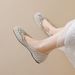 French Pointed Single Shoes Women's Flat Bottom Shallow Mouth Rhinestone Wedding Shoes With Skirt Temperament Women's Shoes_vogvips.com