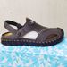 Men’s Hand Sewn 2-in-1 Closed Toe Leather Sandals, Convertible Back Strap Casual Walking Slides_vogvips.com
